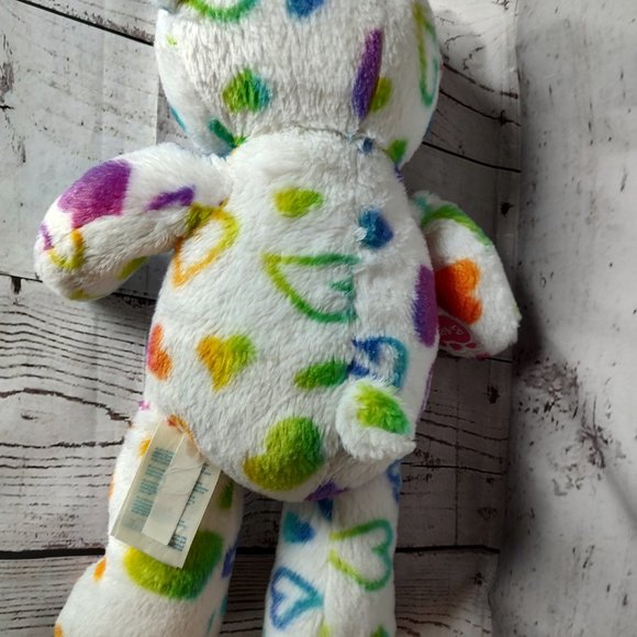 Build-A-Bear White Teddy Bear Plush Rainbow Hearts 16" Valentin's day - Picture 5 of 6